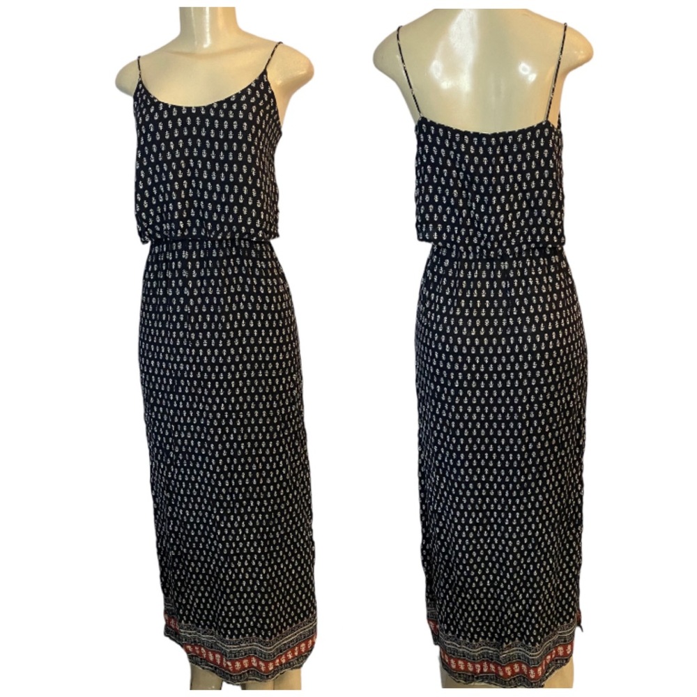 Collection Pimkie Maxi Bohemian Dress Black Print Sleeveless Size Medium